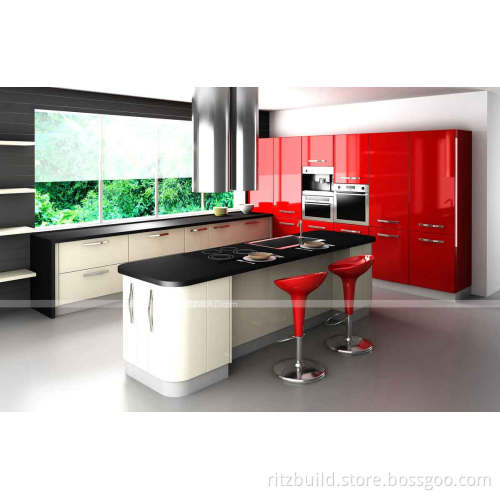 Ritz Home Furniture Wood Cabinet Wood Kitchen Cabinet High Gloss Finish Kitchen Cainet